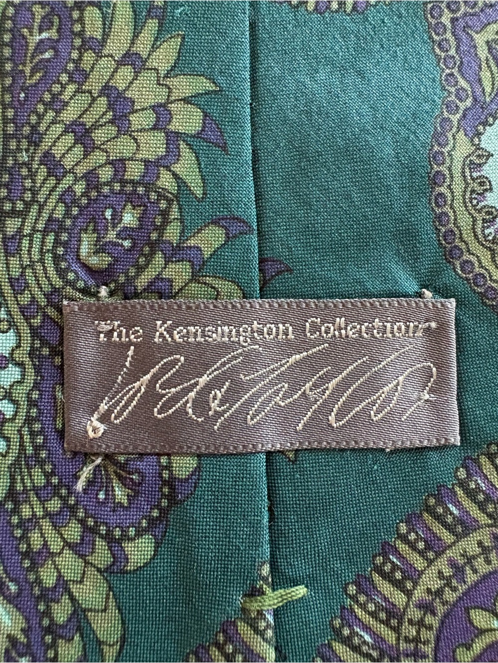 Vintage Lord & Taylor Kensington Collection Paisley Silk Tie Teal Purple 3.75” - Picture 2 of 11